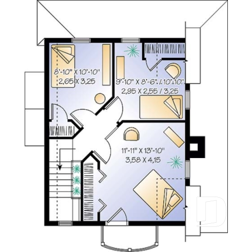 Étage - Cottage original de 3 chambres avec balcon privé à la chambre des parents, aire ouverte au rez-de-chaussée - Palmyre