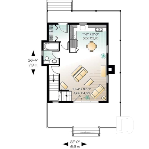 Rez-de-chaussée - Cottage original de 3 chambres avec balcon privé à la chambre des parents, aire ouverte au rez-de-chaussée - Palmyre