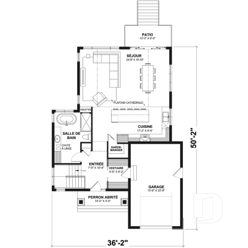 Rez-de-chaussée - Plan de plancher maximisé, 3 chambres au sous-sol et espace familial au rez-de-chaussée - Bolton