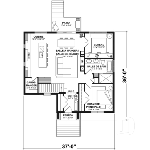 Rez-de-chaussée - Plain-pied élégant avec foyer central, grand îlot et jusqu’à 4 chambres modulables - Saint-James