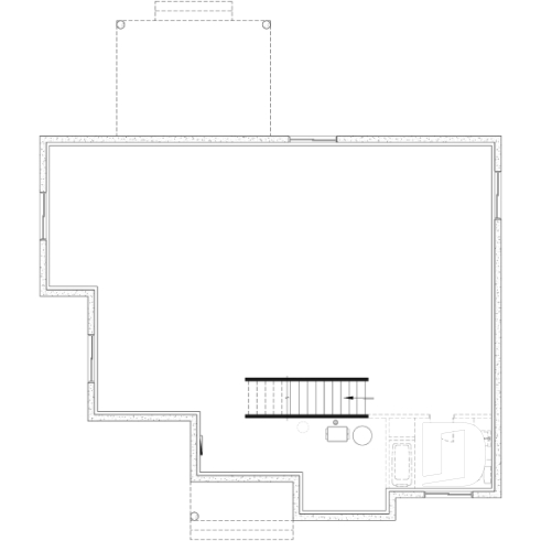 Sous-sol aménageable (Optionel $) - Plan de maison plain-pied 4 chambres au rez-de-chaussée, 2 salles de bain et terrasse abritée - River Run