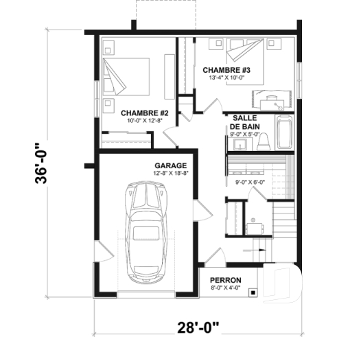 Rez-de-chaussée - Plan de maison inversée avec chambres secondaires au premier et cuisine, salle à manger et salon à l'étage! - Auguste