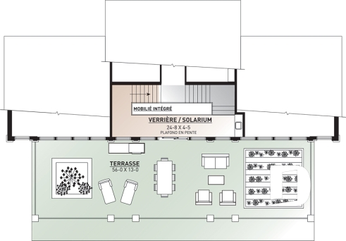 Étage - Plan maison moderne bord de l'eau, 3 chambres, 2.5 salles de bain, énorme terrasse à l'étage, 2 salons, foyer - Odessa