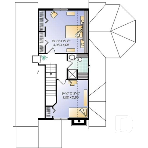 Étage - Maison genre chalet 4-saisons, chambre maître au r-d-c, foyer, vestibule, grande terrasse, abri moustiquaire - Cape Pelican