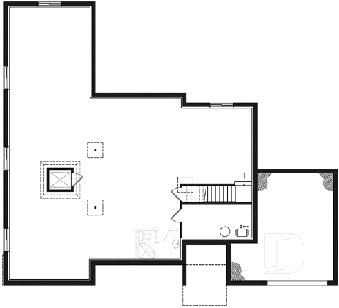 Sous-sol - Plan de maison avec ascenseur et entièrement adapté pour fauteuil roulant, 2 chambres, bureau, garage - Eve