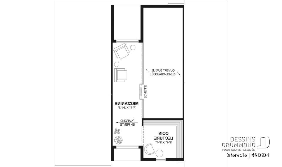 Espace boni - Plan maison éco-responsable 1 à 4 chambres, bureau, foyer, mezzanine, vestiaire, s-sol aménagé optionnel ($) - Intervalle