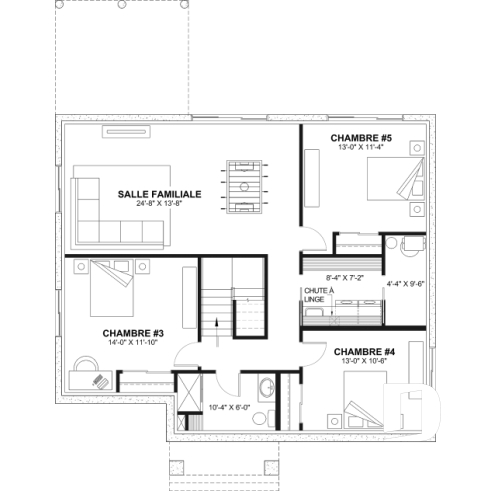 Sous-sol aménagé (Optionel $) - Plain-pied farmhouse éco-responsable, de 2 à 5 chambres, s-sol aménagé (optionnel $), terrasse couverte - Barrington - Éco