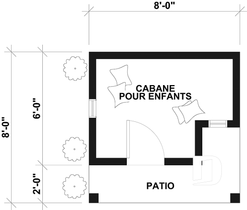 Rez-de-chaussée - Petite maisonnette farmhouse pour enfant à construire soi-même - Plan gratuit de mini-maison pour enfants - Peanut