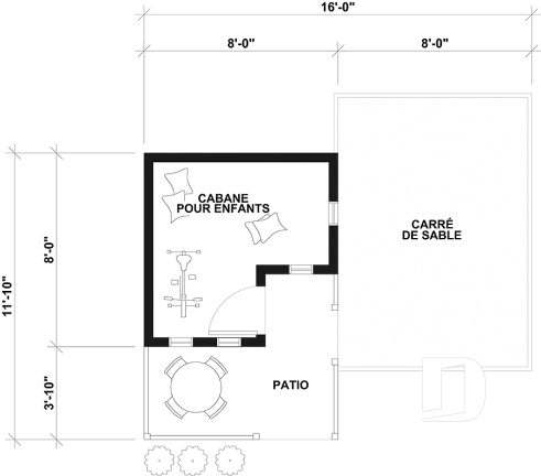 Rez-de-chaussée - Plan gratuit de maisonnette pour enfants, de style campagne française - Wizard