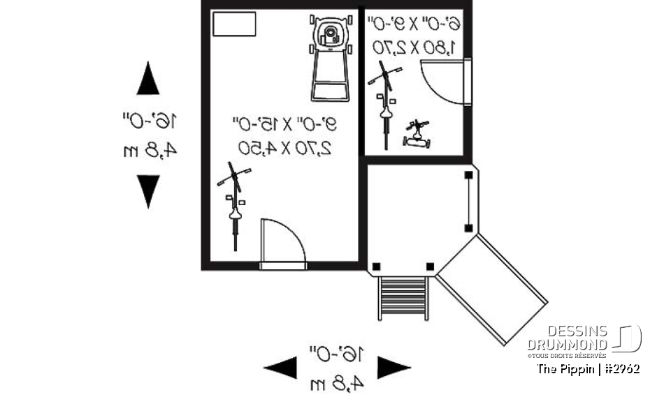 Rez-de-chaussée - Plan de cabane pour enfant avec rangement et espace jeux - The Pippin