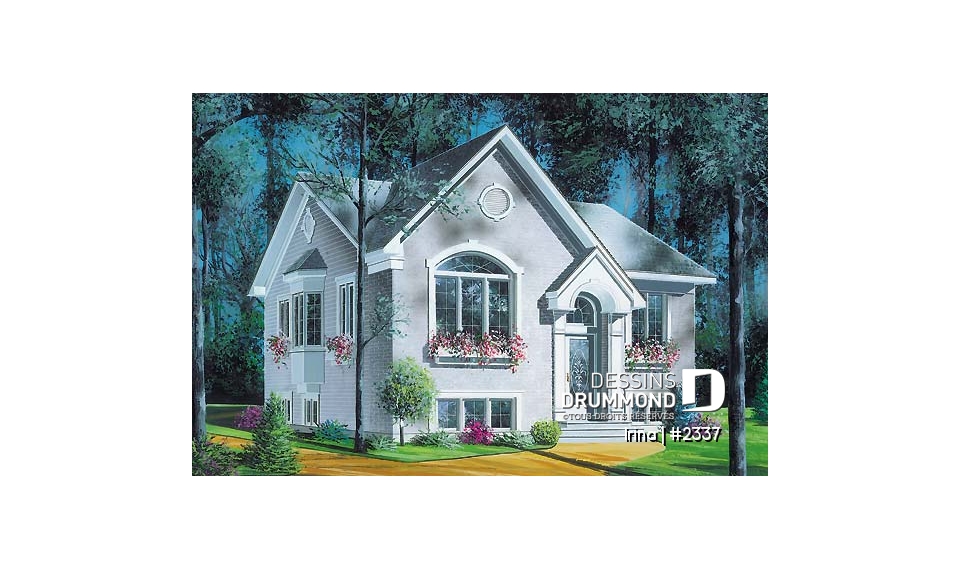 Vue avant - MODÈLE DE BASE - Bungalow abordable, rangement intégré, plafond cathédrale au vestibule, 2 chambres - Irina