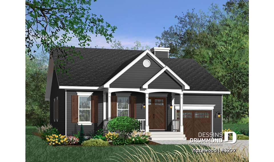 Version couleur no. 2 - Vue avant - Modèle 1 étage avec garage, vestibule, 2 chambres, cuisine, salle à dîner et salon à l'arrière, foyer - Hazelwood