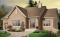 Vue avant - MODÈLE DE BASE - Plan de bungalow 2 chambres, garage, foyer, salle de séjour abaissée, vestibule fermé - Caplan