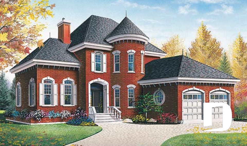 Vue avant - MODÈLE DE BASE - Maison style manoir avec garage double, 3 chambres, bureau à domicile, grand salon avec cathédral, foyer - Willingdon 3